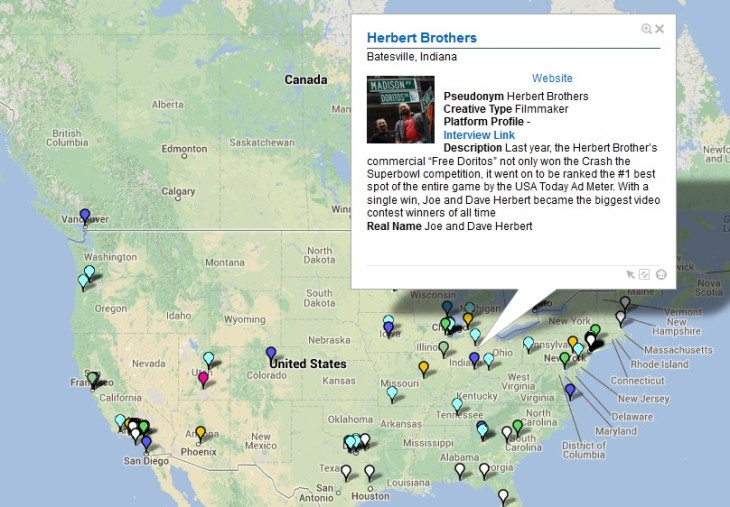 The "Herbert Brothers" (Joe and Dave Herbert) from Indiana. Click to see my "Creatives in the Crowd" map
